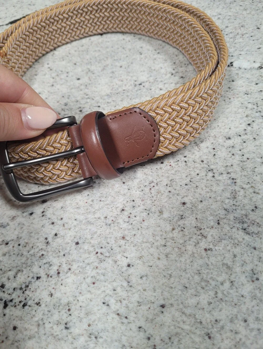 Braided Stretch Belt Tan Brown Original Penguin Large 38-40 Leather